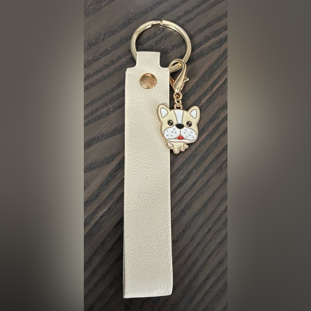 Custom Dog Charm Keychain with Leather Strap